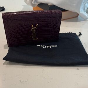 Saint Laurent Purple Clutch with Gold Logo